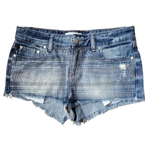 VS Pink Rhinestone Bling Daisy Duke Jean Shorts